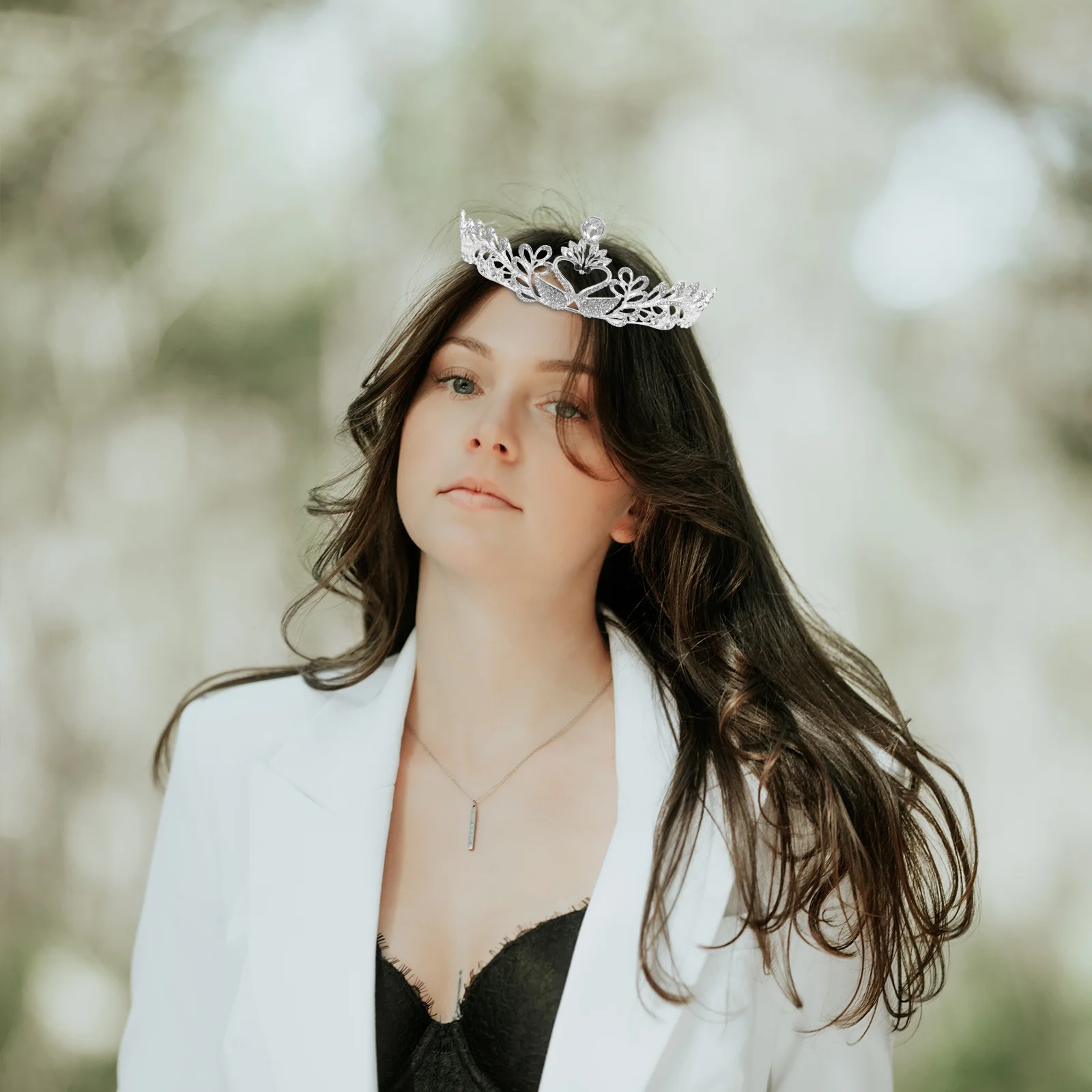 

1pc Swan Modeling Tiara Headdress Bride Wedding Rhinestone Prop Alloy Girl Crown Decorative Crown For Haircut Styling Banquet