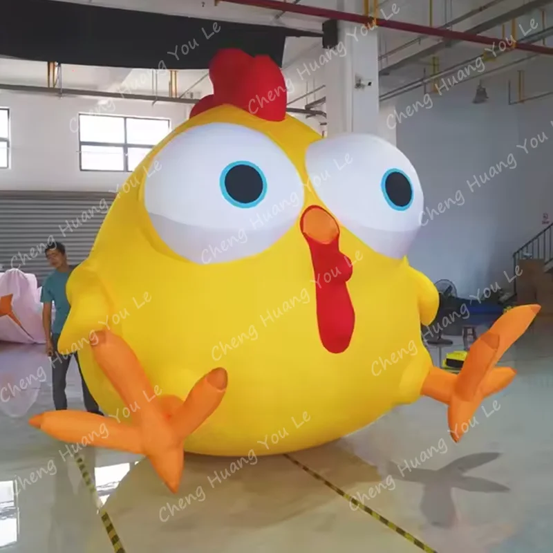 

Customize yellow inflatable big cock cartoon chicken egg hen for chrildren's theme amusement activity decoration