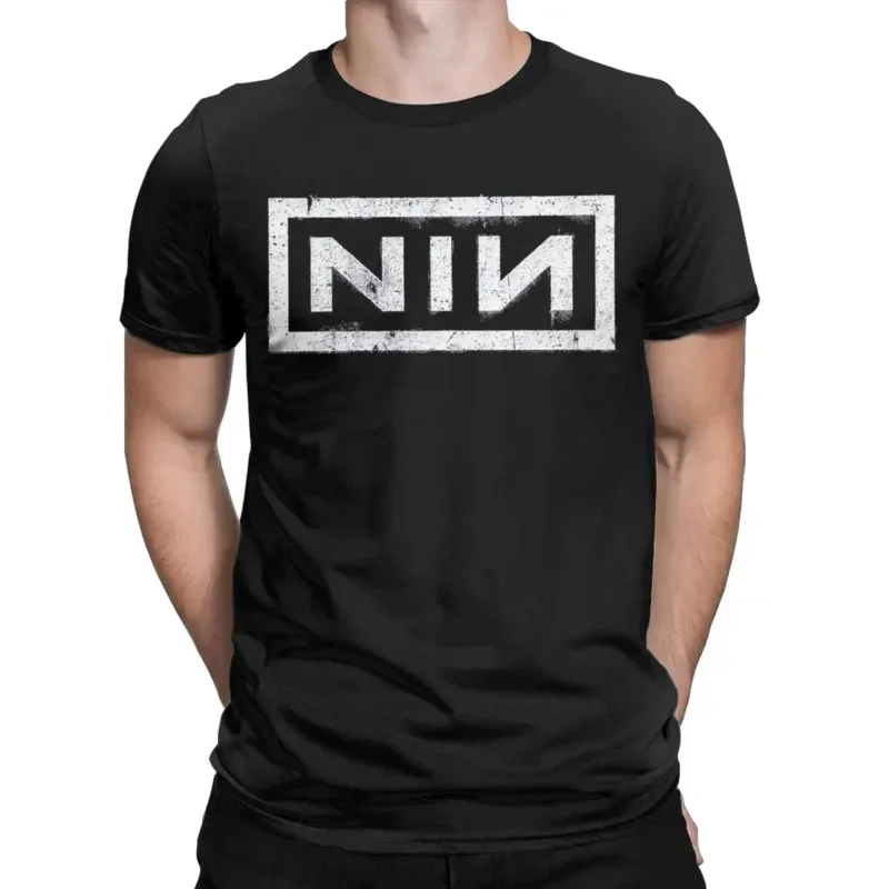 Retro NIN logo Nine Inch Nails T-shirt men fashion cotton tee shirt round neck short sleeve t shirts gift idea clothes