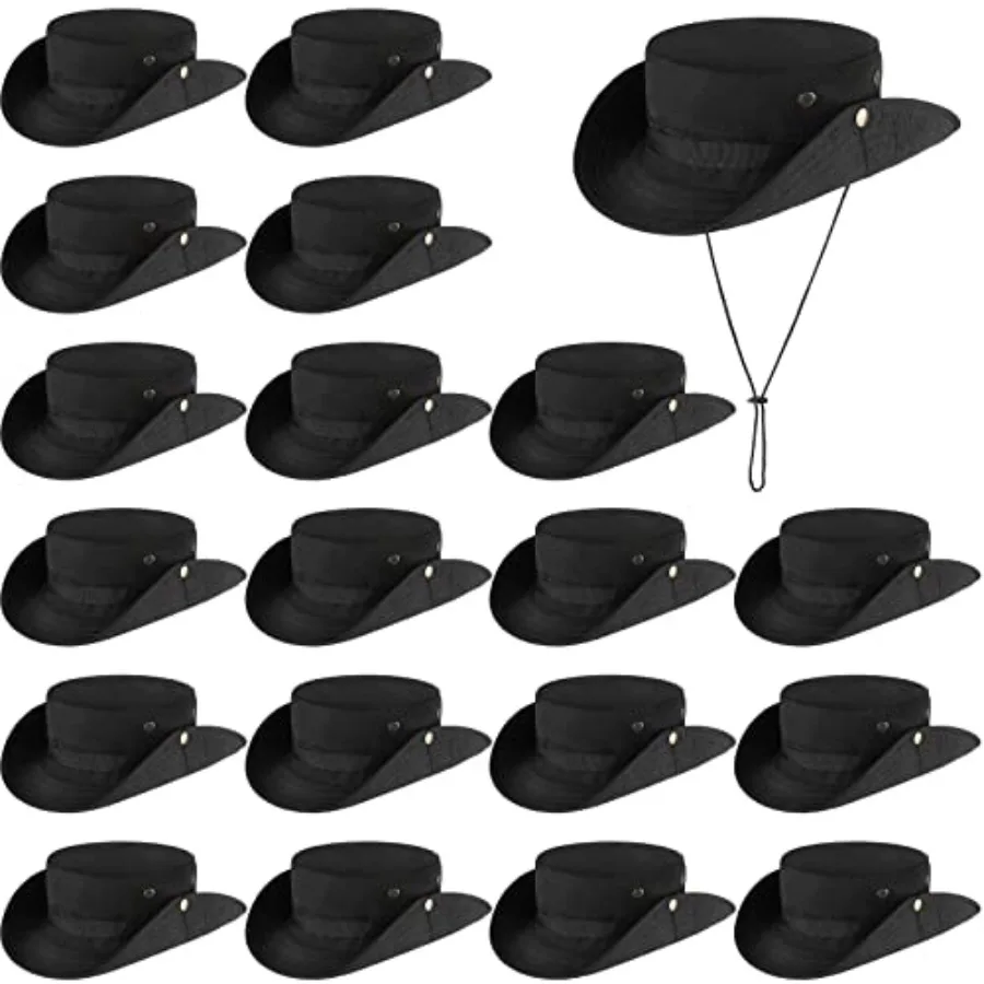

Outdoor hiking and camping sun hats: 20 pcs bulk boonie hats with wide brim, adjustable strap, cotton blend material, khaki col