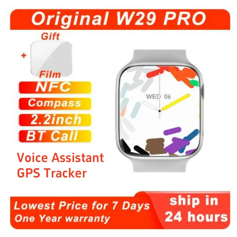 W29 Pro Smart Watch 2.2'' Compass NFC ECG GPS Tracker Bluetooth Call Long Light Body Temperature Sports Smartwatch Women Men