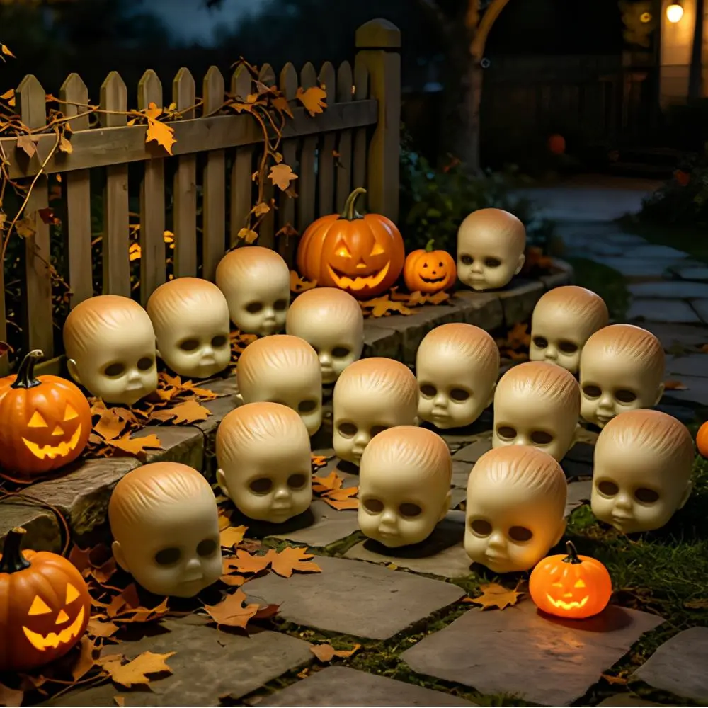 6/12 Stück Mini Gruselige Puppenköpfe als Dekoration für Halloween, Geisterhaus-Party, Tisch-DIY-Bastelzubehör YMY