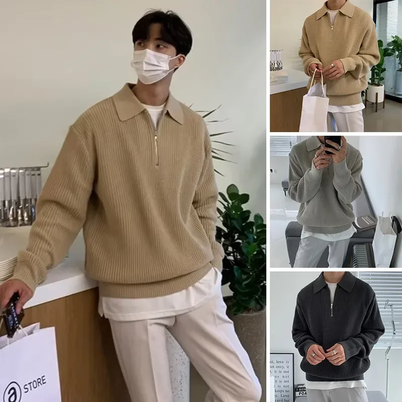 Casual T-shirt Fashion Versatile Casual Solid Color Sweater Jacket Zipper Long Sleeve Loose Fit Shirt 2023 Autumn New Product