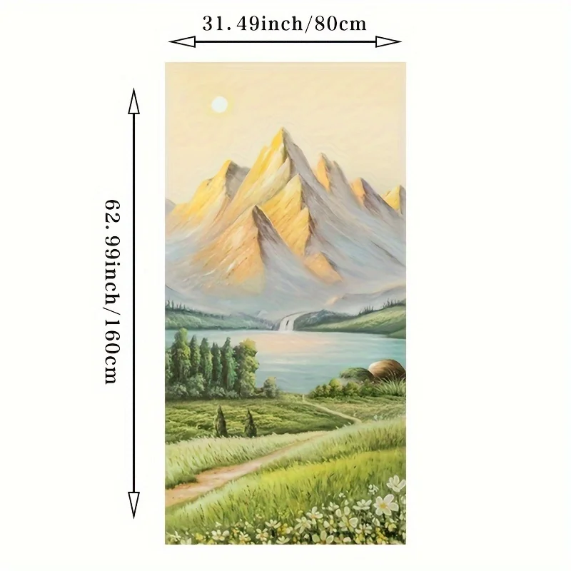 

2D-картина из вискозы в современном минималистичном стиле, декор для прихожей в кремовых тонах, настенное панно с золотыми горами на солнечном фоне, настенная роспись для коридора