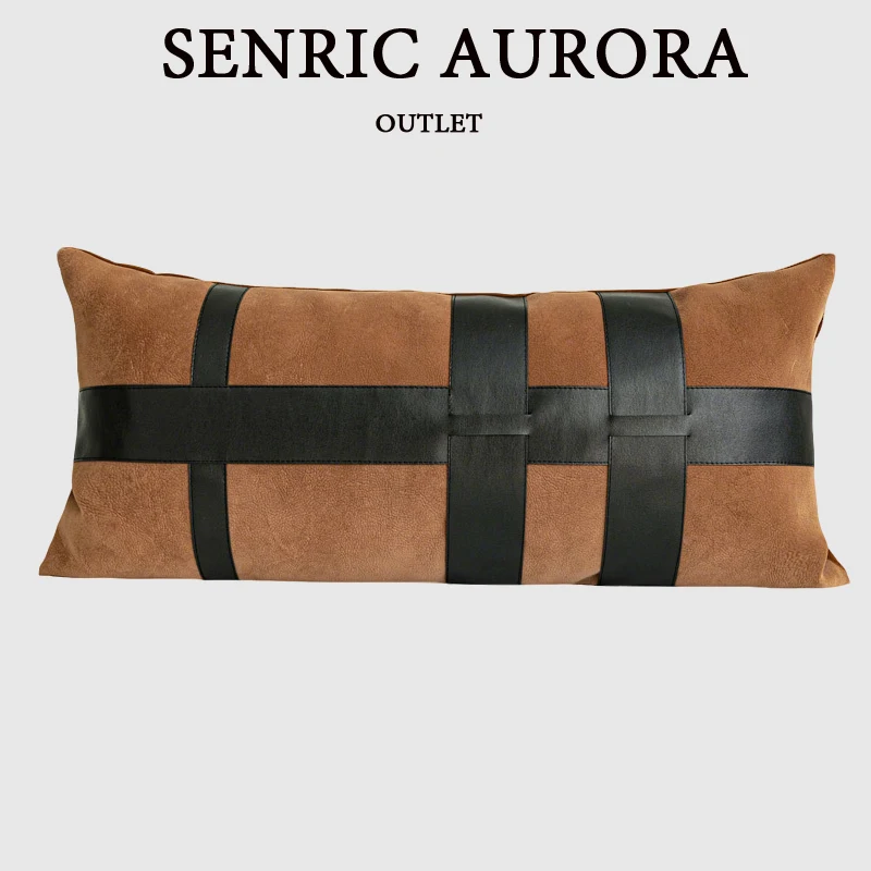 

Luxury Sofa Cushion Cover High-end Technology Velvet Orange Black Long Pillow Case For Homestay Hotel Home Model Room Decor