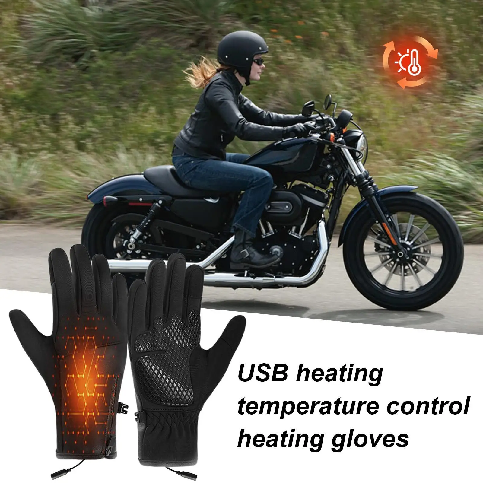 

USB Heated Gloves Cold Weather Touchscreen Windproof Warming Mittens for Skiing, Snowboarding, Cycling & Outdoor Work
