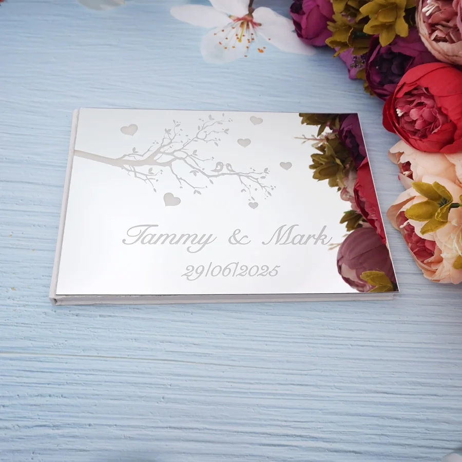 Custom Acrylic Mirror Hardcover Wedding Party Gift Personalized Wedding Book Guest Signature Book 25*18cm