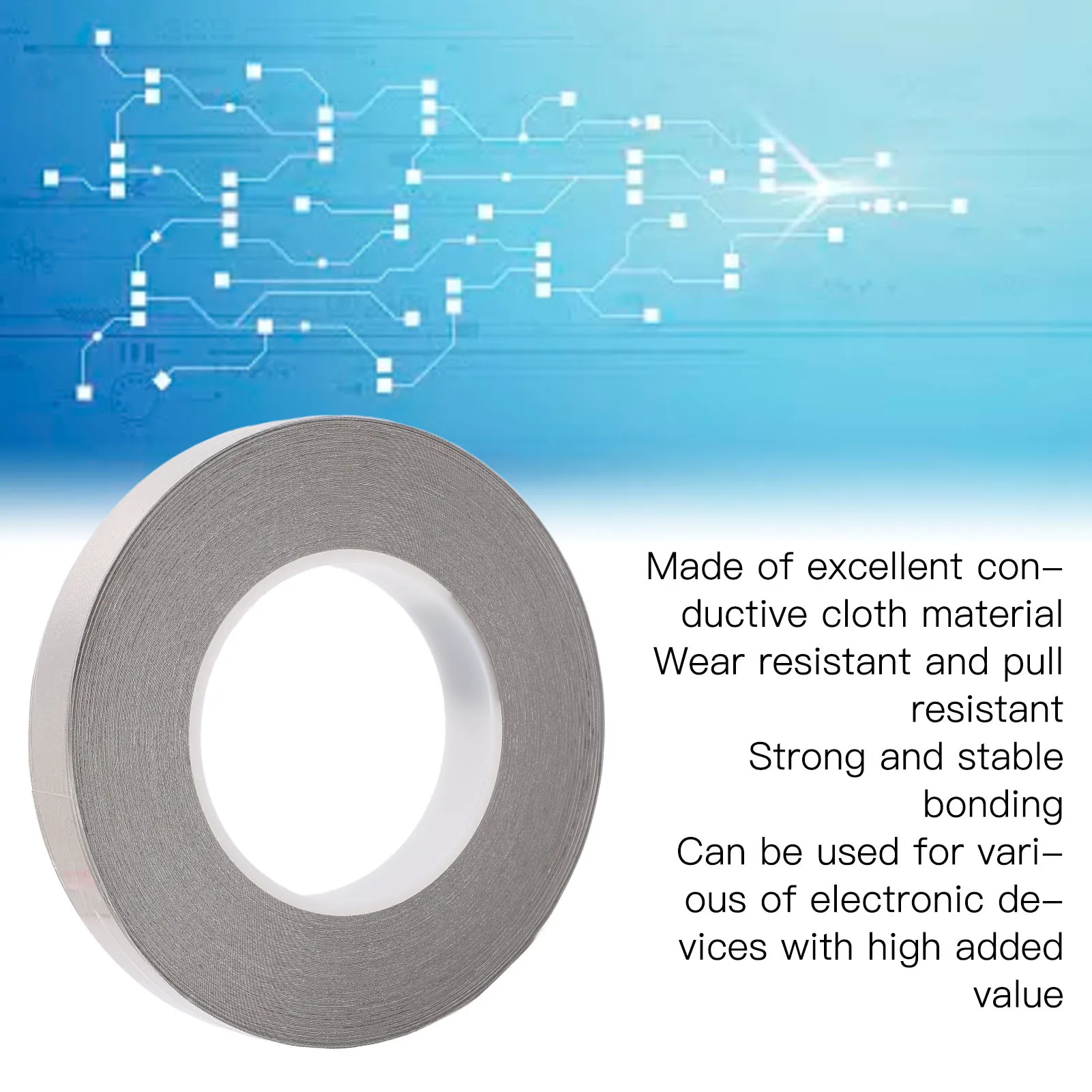 Conductive Cloth Adhesive Tape 0.12mm Thickness 19mm Width 50m Total Length Single Sided Electronic Conductive Tape