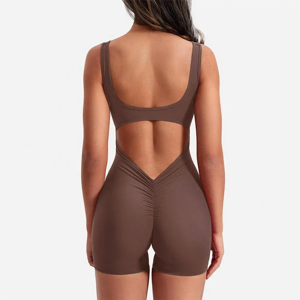 TUNIControl-Barboteuse de yoga dos nu pour femme, tenue de fitness, respirante, col en U