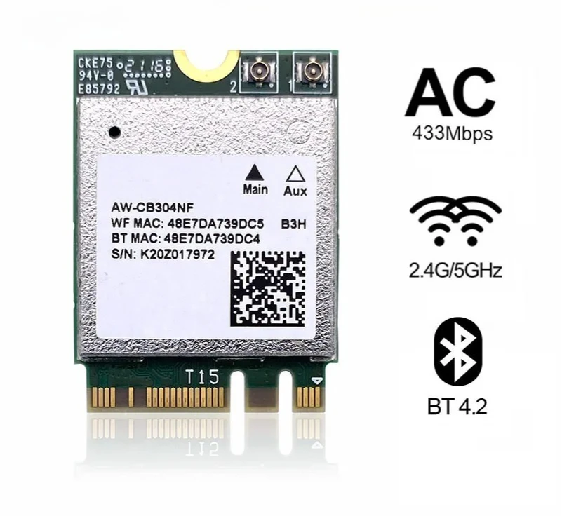 Tarjeta de Red WiFi Z Rtl8821Ce Aw Cb304Nf 80211Ac Ngff M2 de Doble Banda 2.4G/5G 433Mbps Bluetooth 4.2