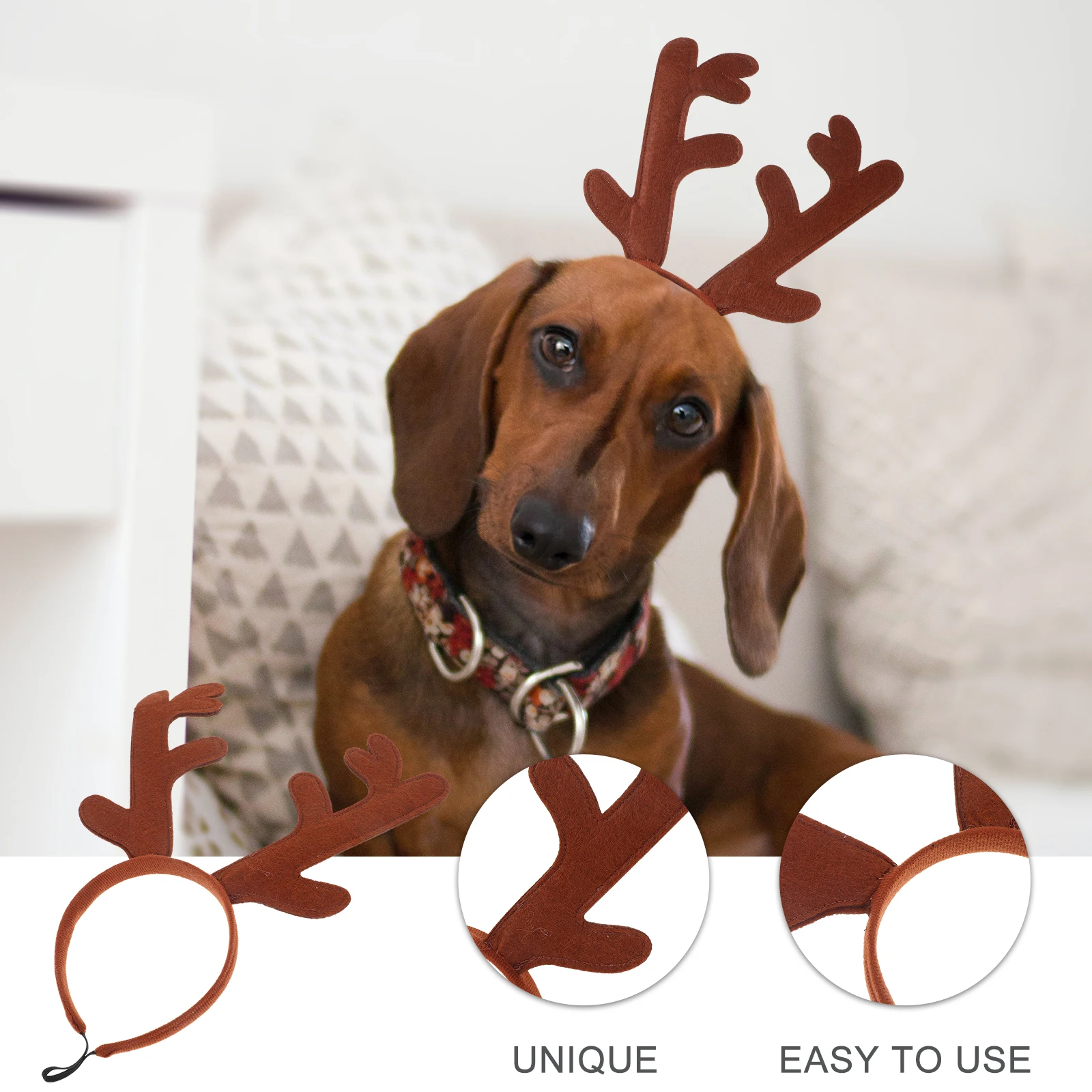 

Christmas Pet Headband Xmas Antler Hairband Safe Comfortable Lightweight Festival Costume Headwear for Pets Party