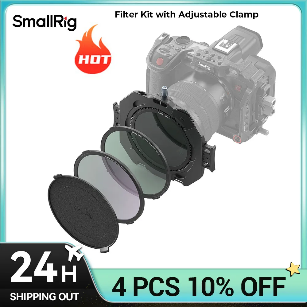 SmallRig Filter Kit with Adjustable Clamp 67mm-82mm, with CPL Filter and Black Diffusion 1/4 Filter, for DSLR Mirrorless Cameras