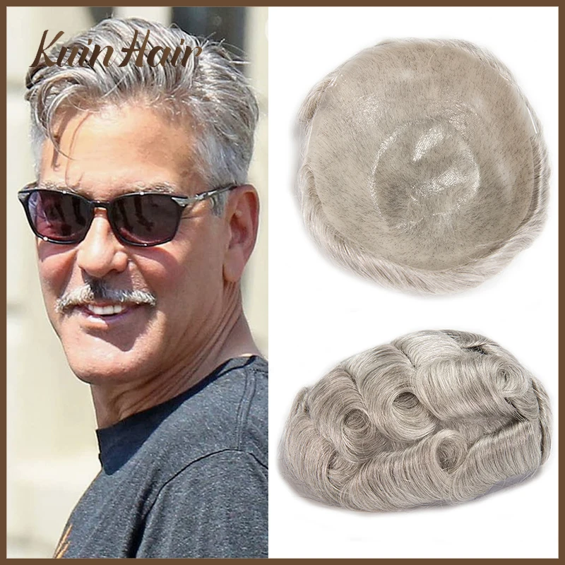 Kuinhair Soft PU Men's Capillary Prothesis 0.02-0.03m Think SKIN Male Hair Toupee Natural Hairline Breathable Replacement System