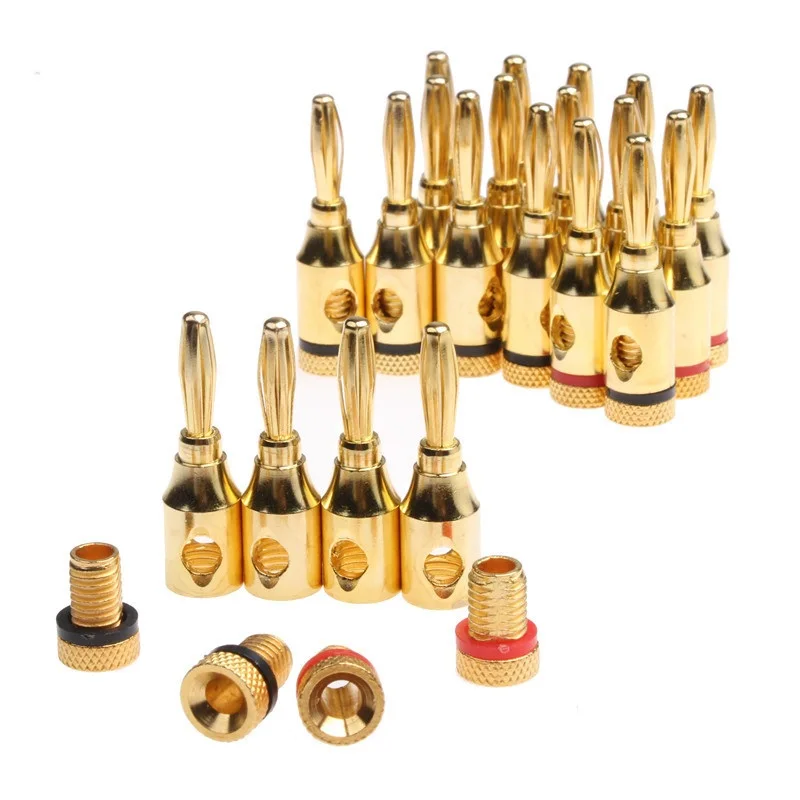 20/8Pc 4mm 24k Gold-Plated Musical Cable Wire Banana Plug Audio Speaker Connector Plated Musical Speaker Jack Plug Pin Connector