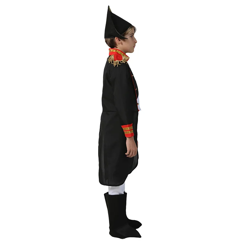 Bambini Napoleon bonnet Costume nero francese vittoriano soldato re Halloween Fancy Dress Up For Boy