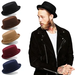 Men Women Woolen Pork Pie Hats Fedora Trilby Sunhat Street Style Classical Caps Travel Outdoor Size US 7 1/8-7 3/8 UK M-L