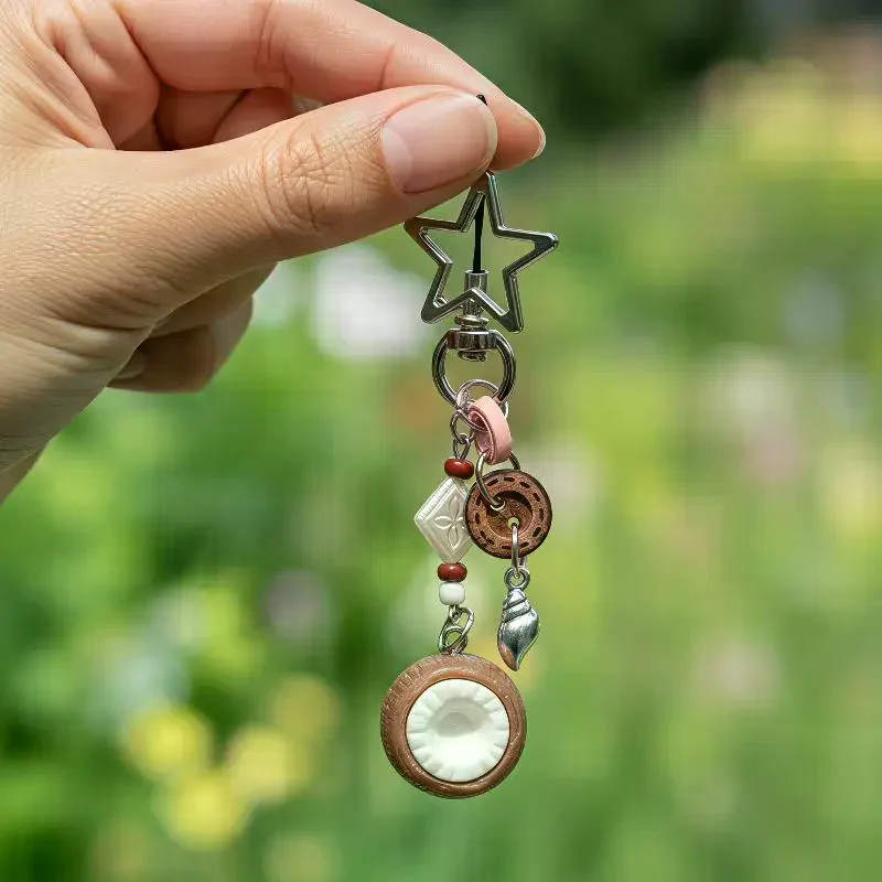 Beaded Coconut Bag Charm for Purses Handbags Bag Accessories Fashion Charms Car Keyrings Gift for Womens Girls