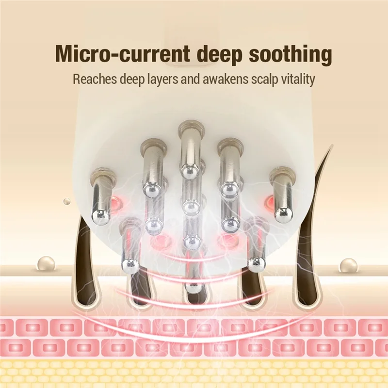 

For Healthy Hair Growth Microcurrent Vibration Hair Treatment Hair Oil Applicator Comb 1Set Milky