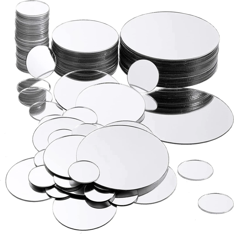 40 PCS Mini Size Round Mirror Small Round Mirror Adhesive Mirror Round Craft Mirror Tiles for Crafts(1Inch,2 Inch,3Inch)