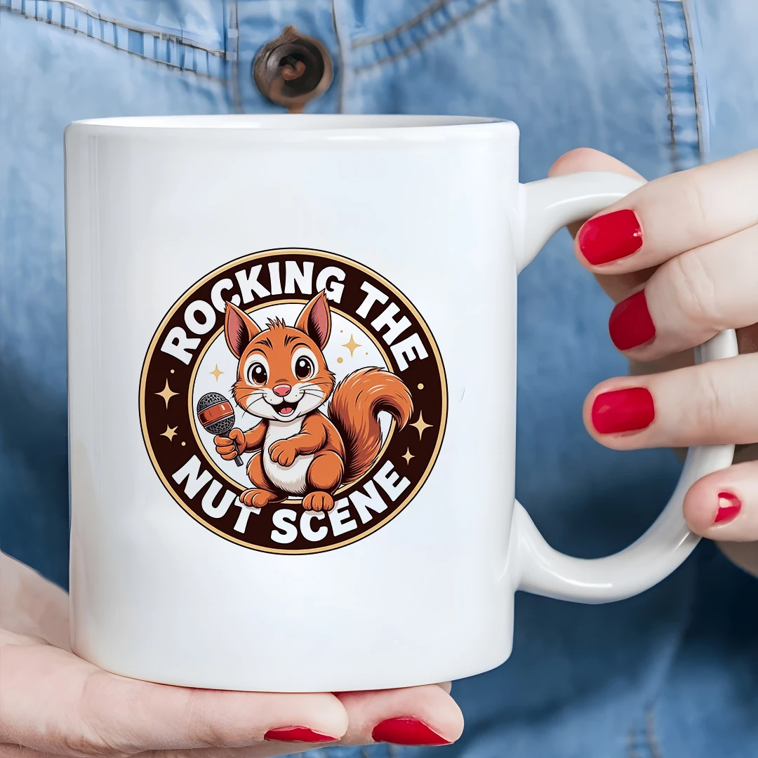 

Cartoon Squirrel Singing Microphone 11oz Cup Kids Cold & Hot Drink Cup Christmas Gift Family & Office Cup