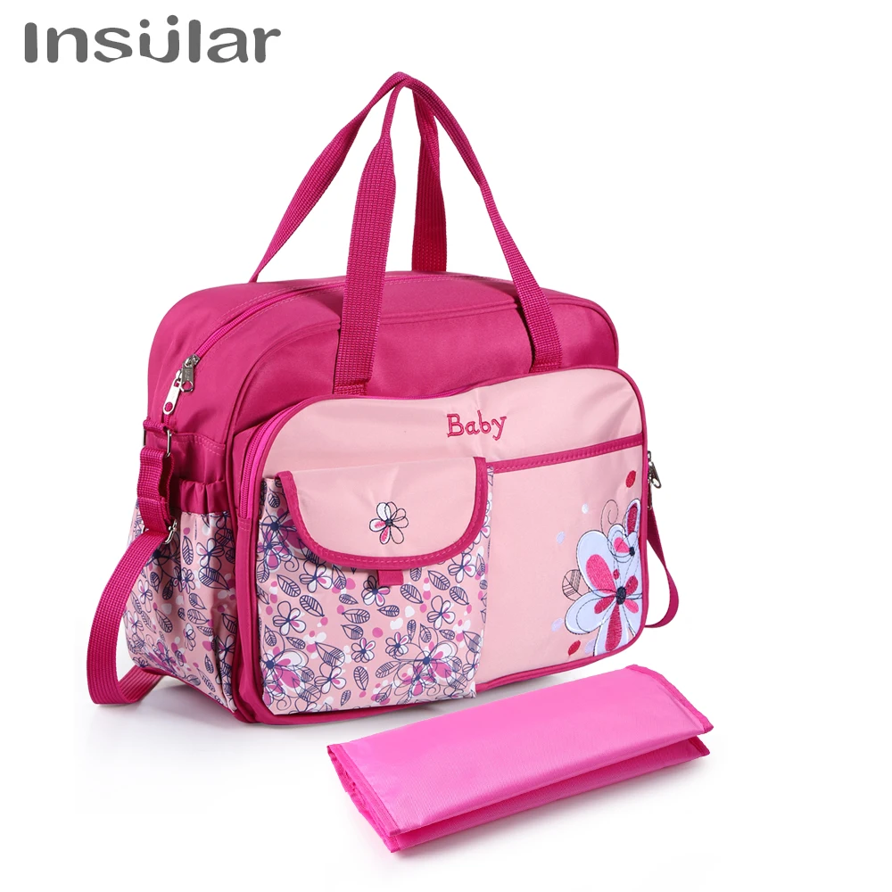 Bolso cambiador para mamá, bolsa de pañales multicolor de gran capacidad, a la moda, para cochecito de bebé