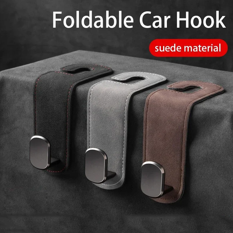 

Car Headrest Hook Premium Suede Rear Seat Hanging Dual Hook 20KG Large Load-Bearing Alloy Hook Hanger Universal