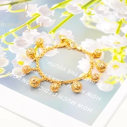 2023 Fashion 24K Gold Plated Dubai Designer Cutout Ball Bracelet Elegant Women's Party Anniversary Gift Fashion Jewelry