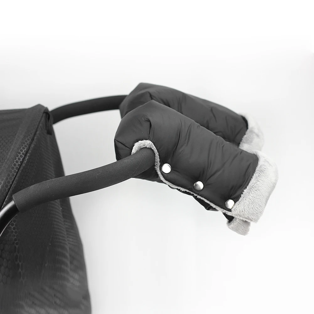 Pushchair Thermal Gloves Waterproof Stroller Muff Gloves Windproof Plush Push Cart Gloves Thickened Stroller Accessories