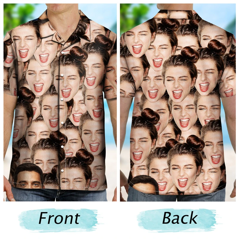 Unisex Hawaiian Shirts Custom Funny 3d Diy Face Picture Print Button Shirt Hawaii Designer Shirt Man Clothes New Blouse Clothing