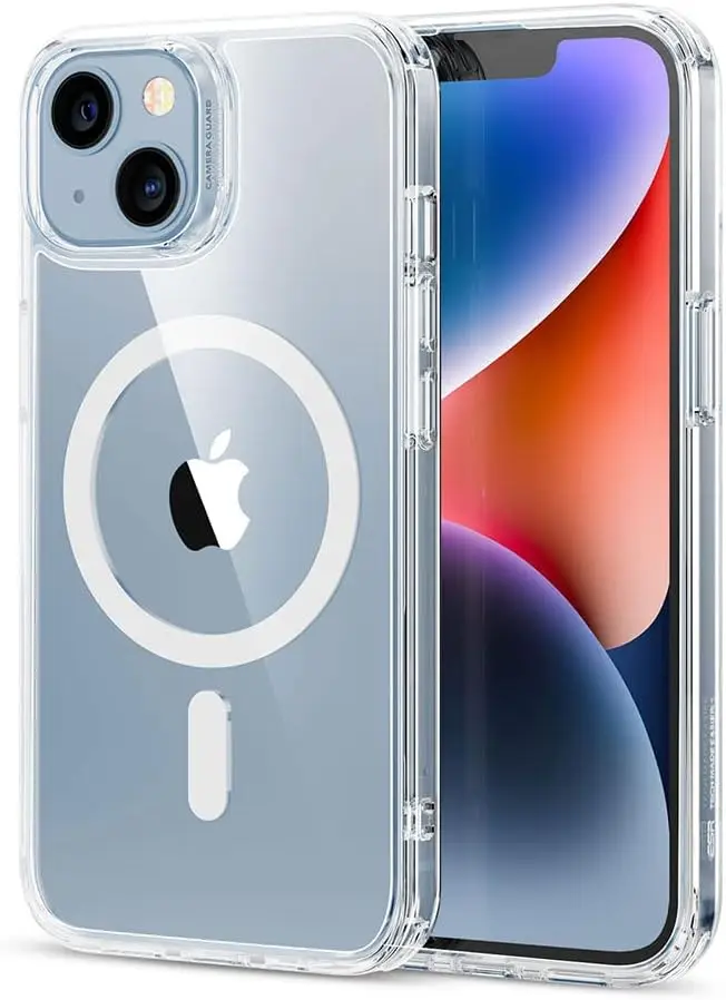 

Magnetic Phone Case for iPhone 14/13, Clear Hybrid with Drop Protection, Compatible with MagSafe Charging