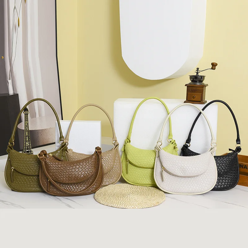 المرأة عالية الجودة المال الهاتف المحمول محفظة حقائب السيدات بولي Leather جلد صغير مقبض حقيبة تحت الإبط حقيبة كتف حقائب اليد الحياكة