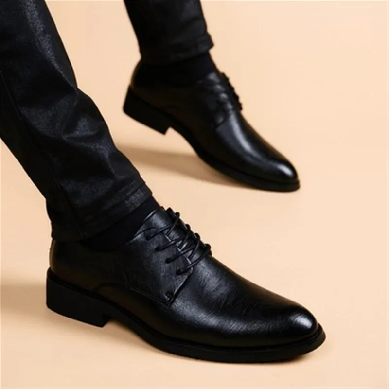 Gentleman men\'s genunine leather business casual shoes really top grade leather excellent quality shoes men wedding shoes