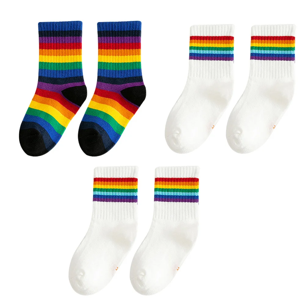 

3Pairs Kids Cotton Socks Breathable Soft Durable Easy to Take on and Off Bright Colors Stylish Comfortable Cotton Socks