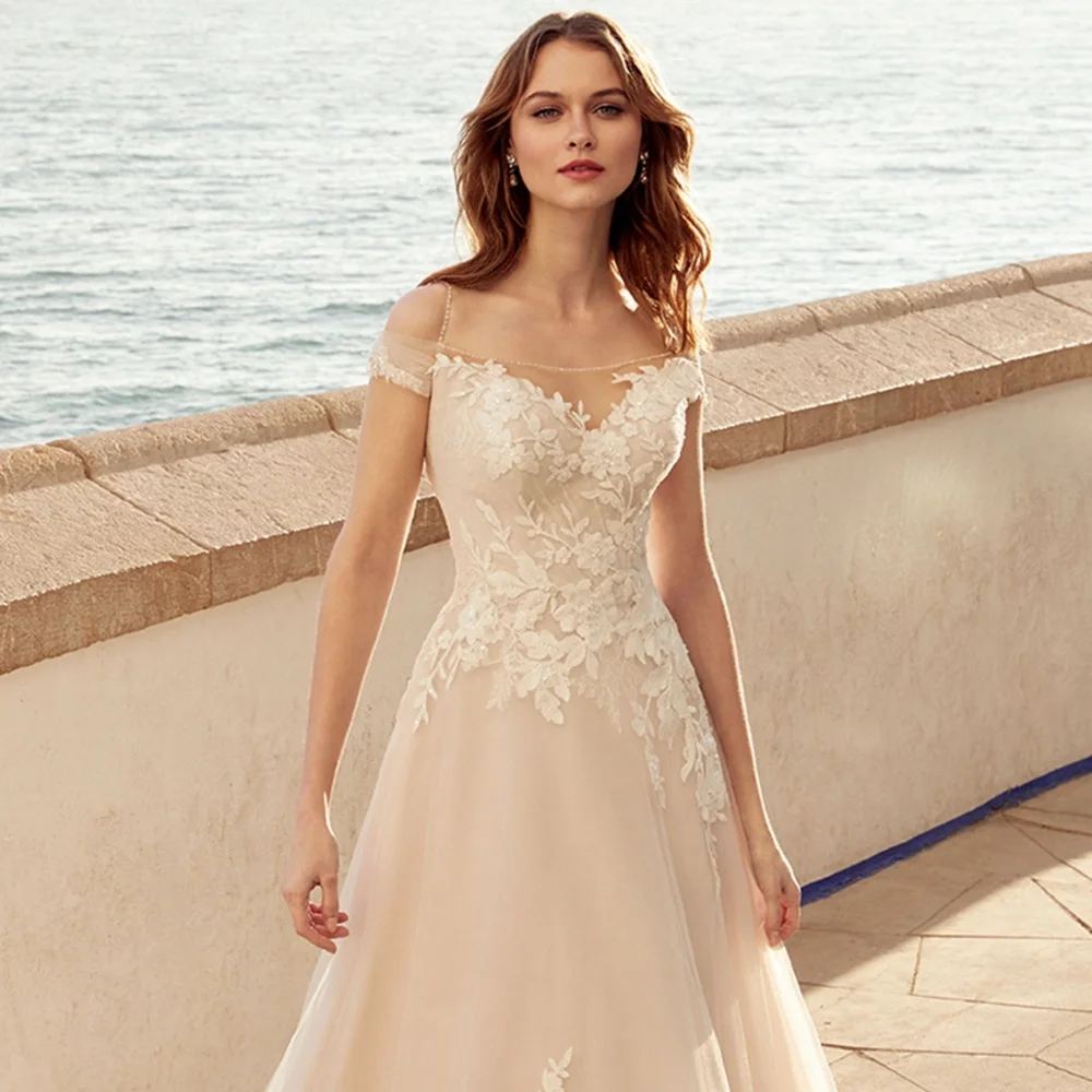 Vestido De Novia De lujo personalizado con hombros descubiertos, Vestidos De Novia sin tirantes, apliques, línea A, Vestidos De Novia bohemios, nuevos Vestidos De Novia
