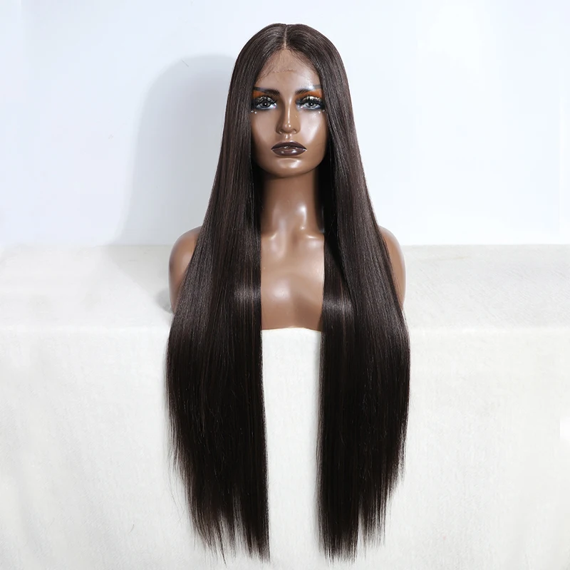 Синтетический парик на сетке спереди длиной 36 дюймов, прямой, часть парика, блонд, коричневый, для женщин, синтетический