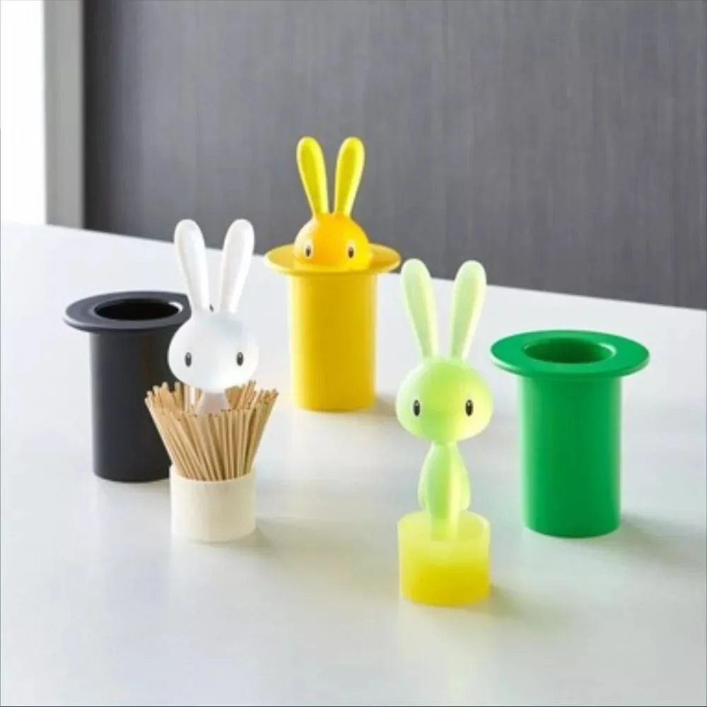 

Cartoon Rabbit Toothpick Holder Press Type Self-Lifting Cotton Swab Storage Box Dustproof Toothpick Organizer Dining Table