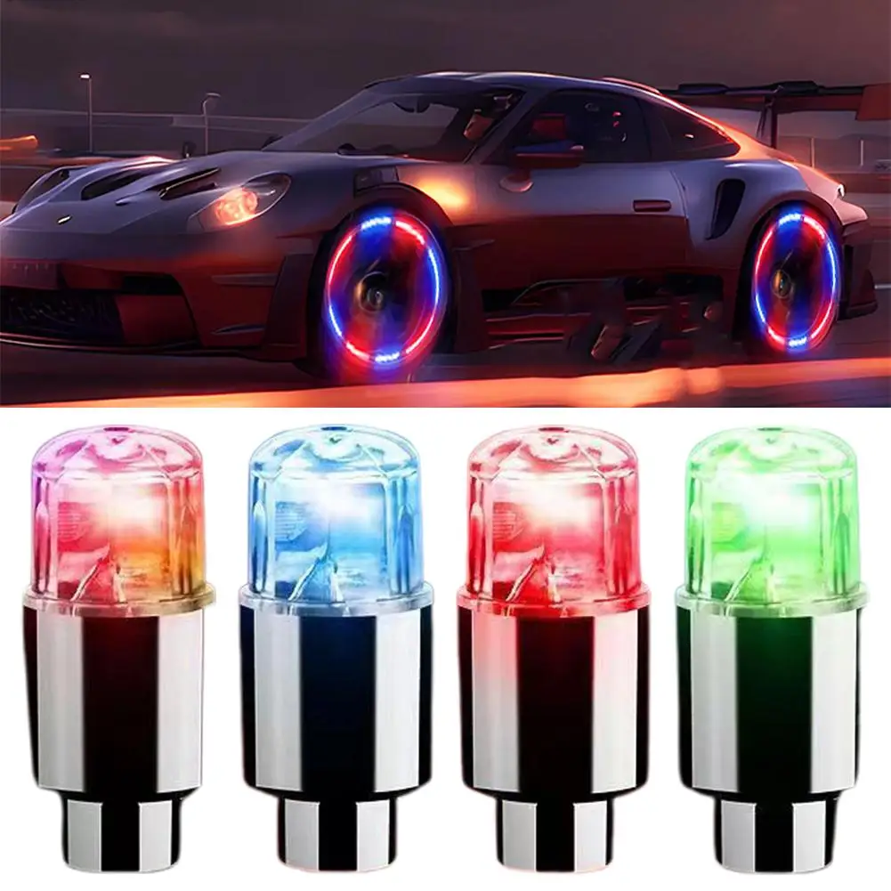 Car Hub Ambient Light Bicycle LED Tire Lights Universal Car Neon Lamp Valve Cover Lights Tire Colorful Flashing Bulb Decoration