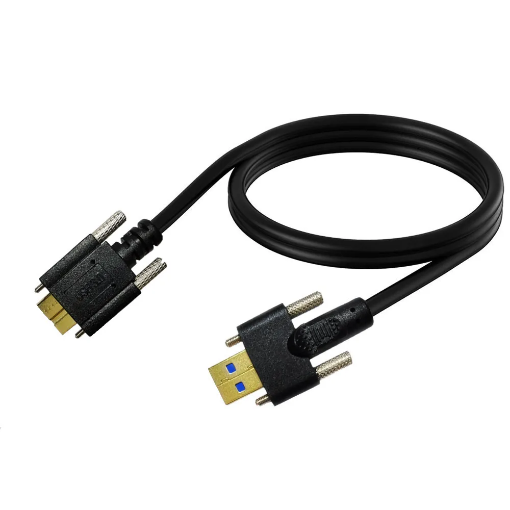USB 3.0 Micro B Cable with M3 Fixing Screw AM to Micro B for M2 Hard Disk Computer Industrial Camera - Durable Data Transfer Cor
