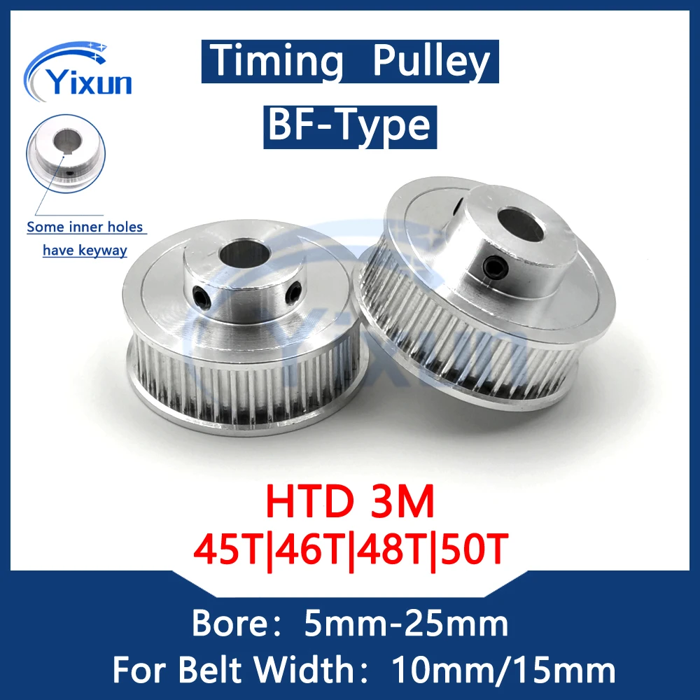 HTD 3M 45T 46T 48T 50 Teeth Timing Pulley Keyway Bore 5mm-25mm For Belt Width 10/15mm Synchronous Wheel HTD3M Pulley 45Teeth 48T