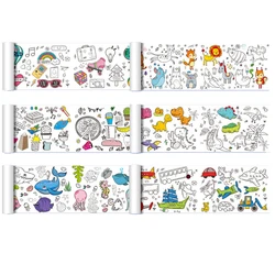 90cm Animal Canvas Children's Drawing Roll DIY Coloring Paper Roll Color Filling Graffiti Paper-cut Painting Educational School