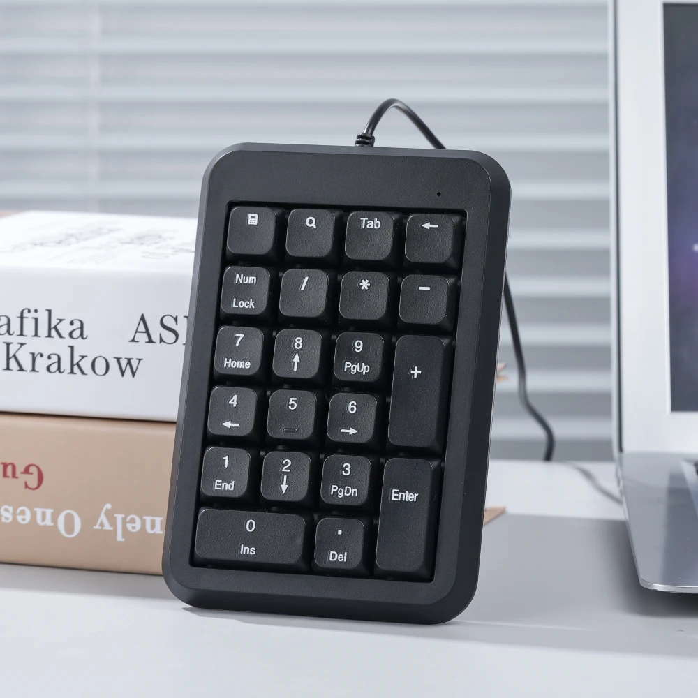 USB Wired Numeric Keypad, 21 Keys Portable Number Pad, ABS Low Profile Keys, Plug and Play Financial Accounting Numpad for PC