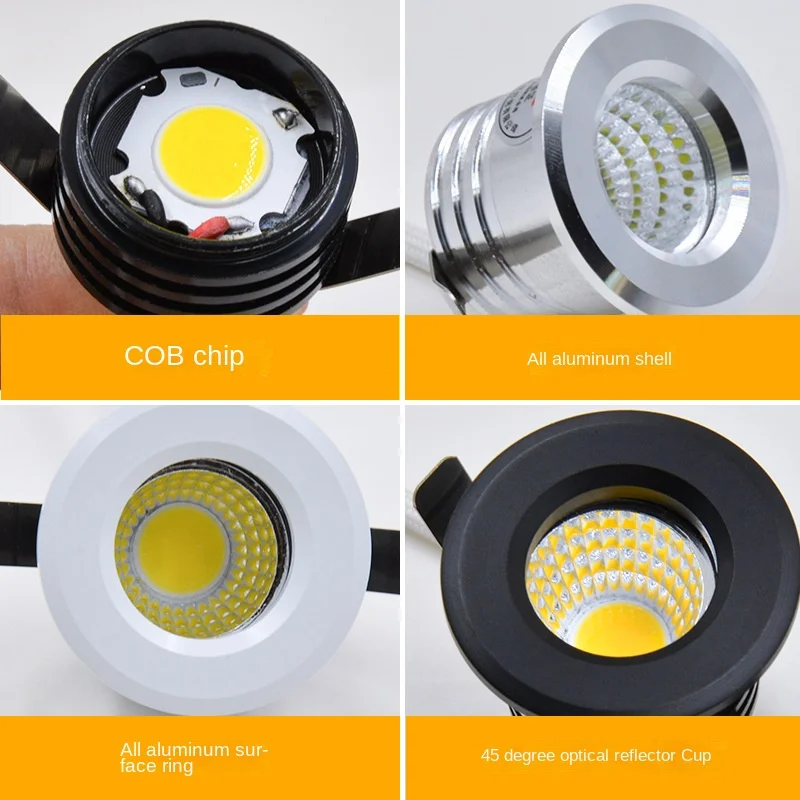 Mini LED Downlight 3W COB wpuszczane lampy do szafek 110V 22V wystrój sufitu w domu sypialnia kuchnia lampa w dół wewnętrzne oświetlenie punktowe