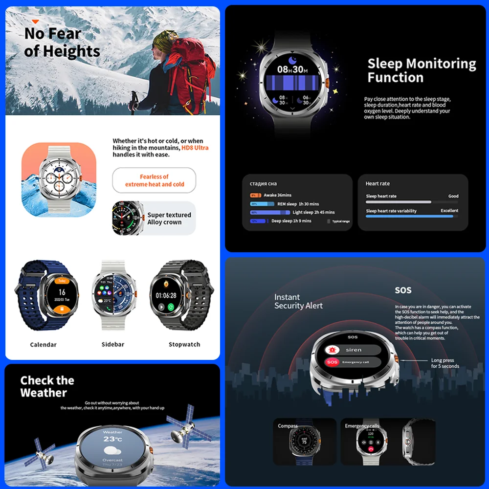2026 ساعة جديدة 8 الترا الرياضة ساعة ذكية الرجال AMOLED HD شاشة NFC GPS البوصلة معدل ضربات القلب مقاوم للماء بلوتوث دعوة SmartWatch