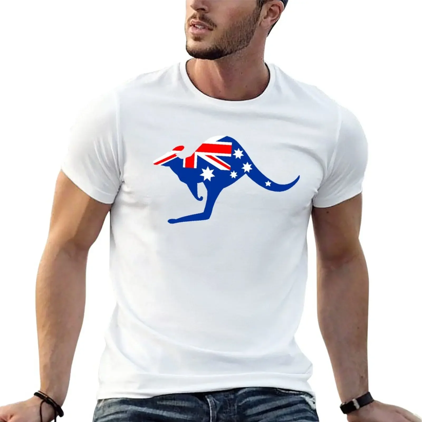 

Australian Kangaroo Flag T-Shirt summer clothes Short sleeve tee hippie clothes Men's t-shirts