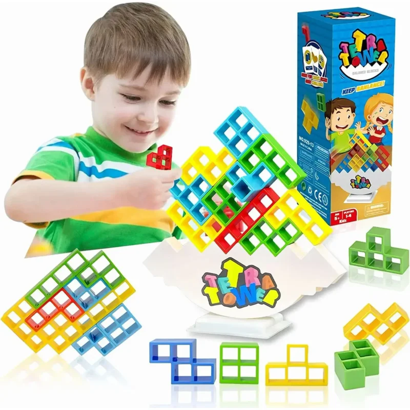 Bloques de construcción de apilamiento de columpio de juego de equilibrio para niños, juguetes de mesa de concentración, ensamblaje, tablero de ladrillos, juguete educativo para niños