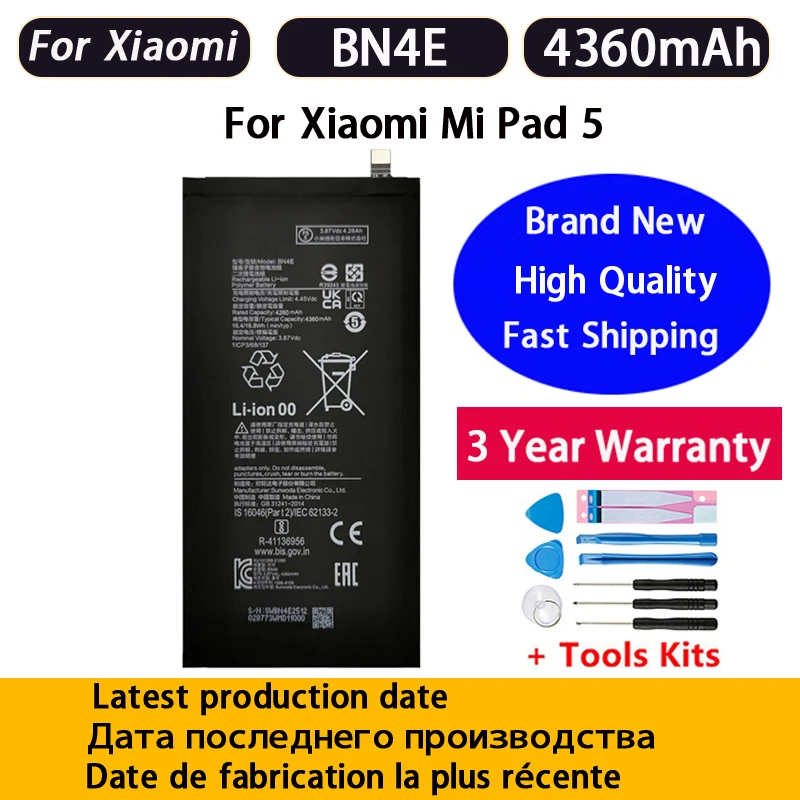 BN60 BN80 BN4E For Xiao Mi Tablet Battery For Xiaomi Pad4 Pad 4 Plus Mipad4 Mipad 5 6 Pro Batteries Fast Shipping +Free Tools