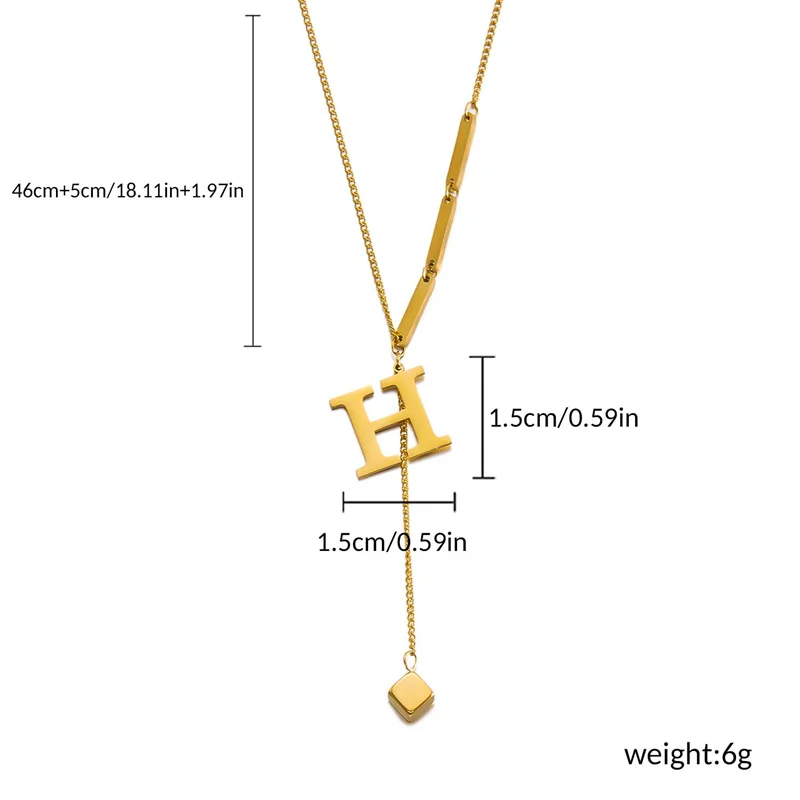 Edelstahl-Metall-Halskette mit 26 englischen Buchstaben für Damen, modische goldfarbene Kette, A-Z, Alphabet, Schlüsselbein-Halskette, Schmuck, Geschenk – Detail 27