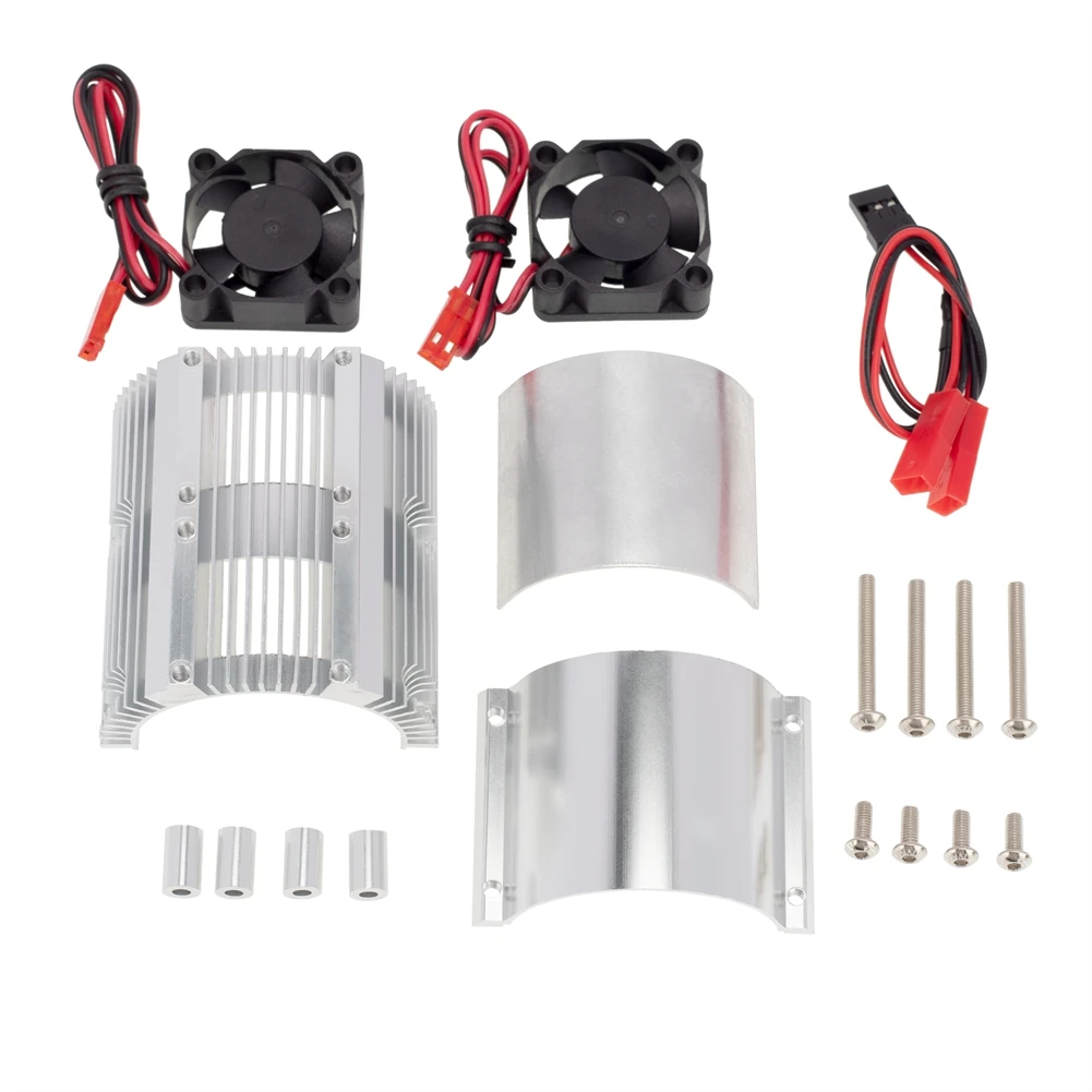 RC Car 41-43mm Dual Fan Motor Radiator Heat Sink for High Speed 1:8 Motor Traxxas SUMMIT Big S E-REVO Big E,Silver