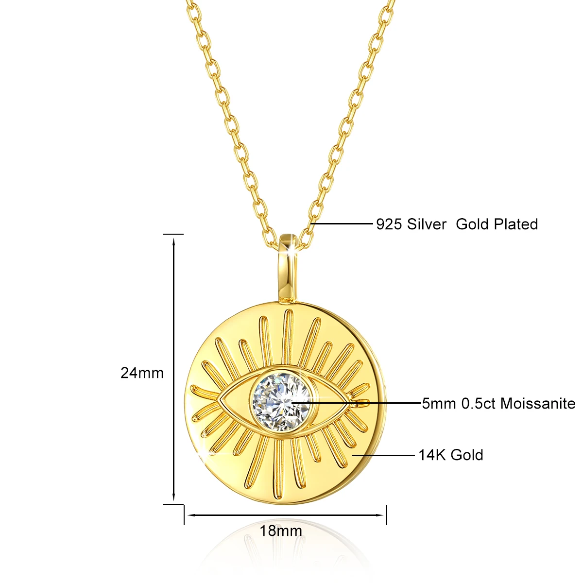 Szjinao 100% Real 14k Gold Evil Eye Necklaces Women Luxury Jewelry With Certificate K Gold Pendant High Quality Gifts For Girls