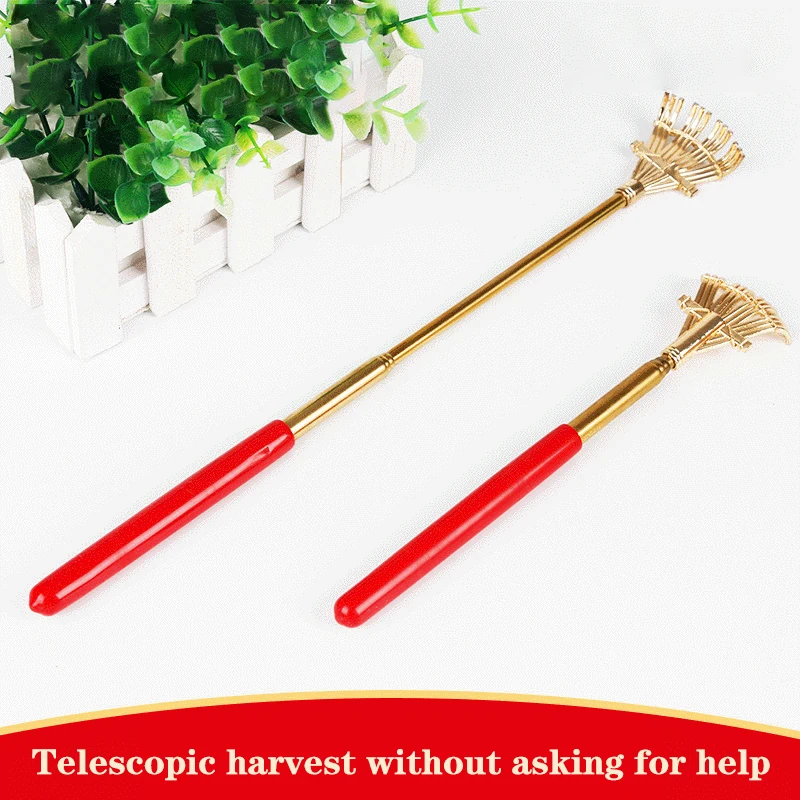 1Pcs Portable Extendable Telescopic Rake Claw Metal Back Scratchers/Hand Massager/Backslap With Rubber Handles